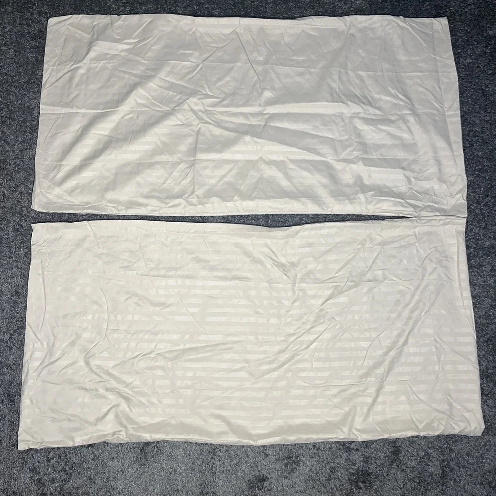 Set of‎ Two Tan Stripe Mellanni King Pillowcases 20x40